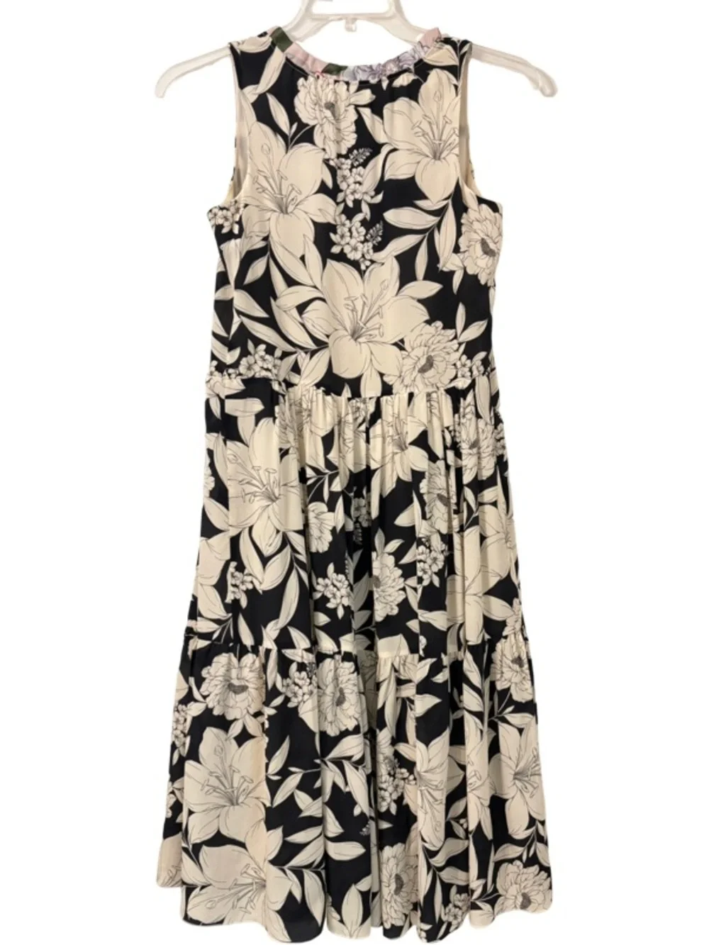 Jade by Johnny Was Juliette Silk Tiered Dress in Floral Black Size XS